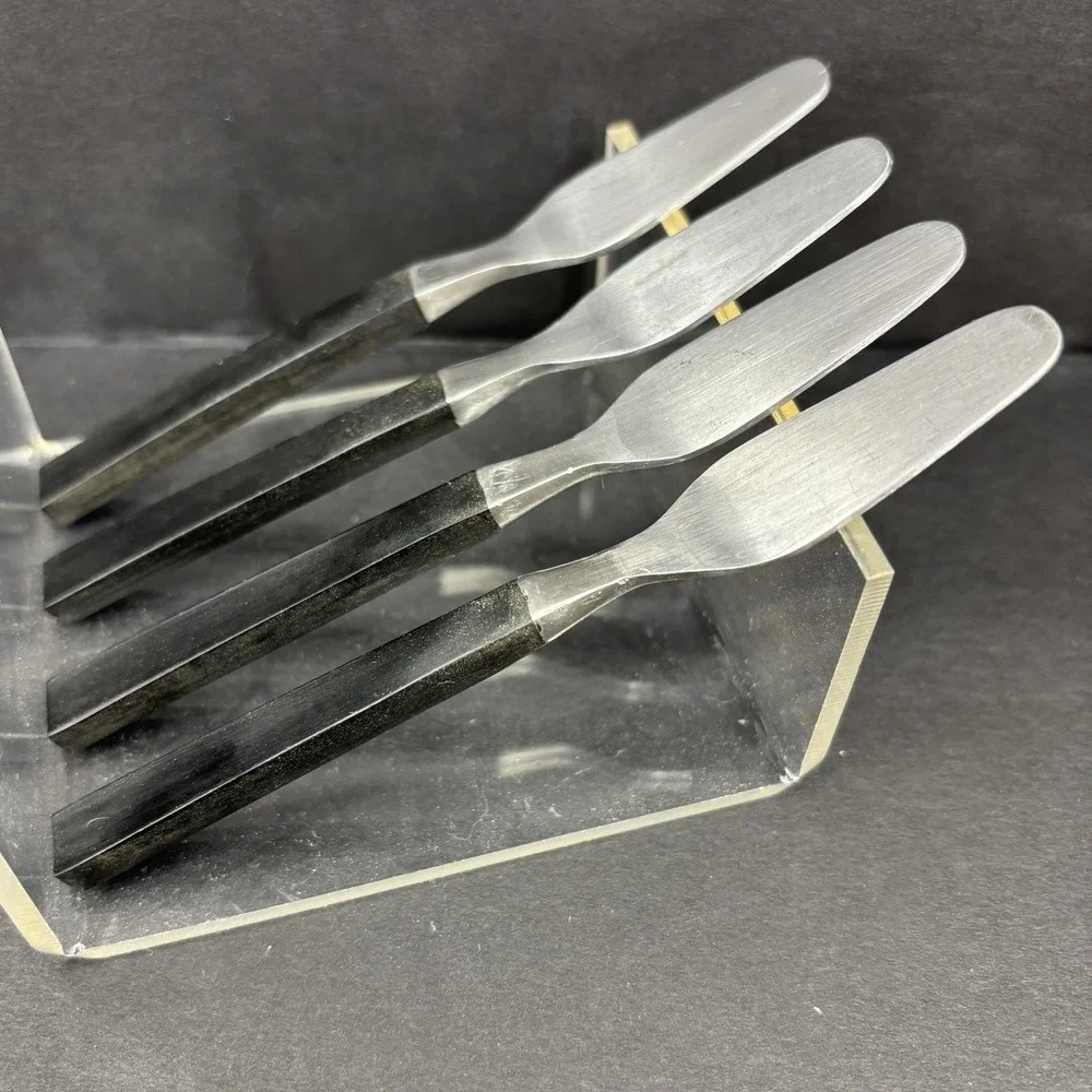 AK Company Japan MCM Dark‎ Wood Stainless Steel Mini Spreaders Vintage Set Of 4